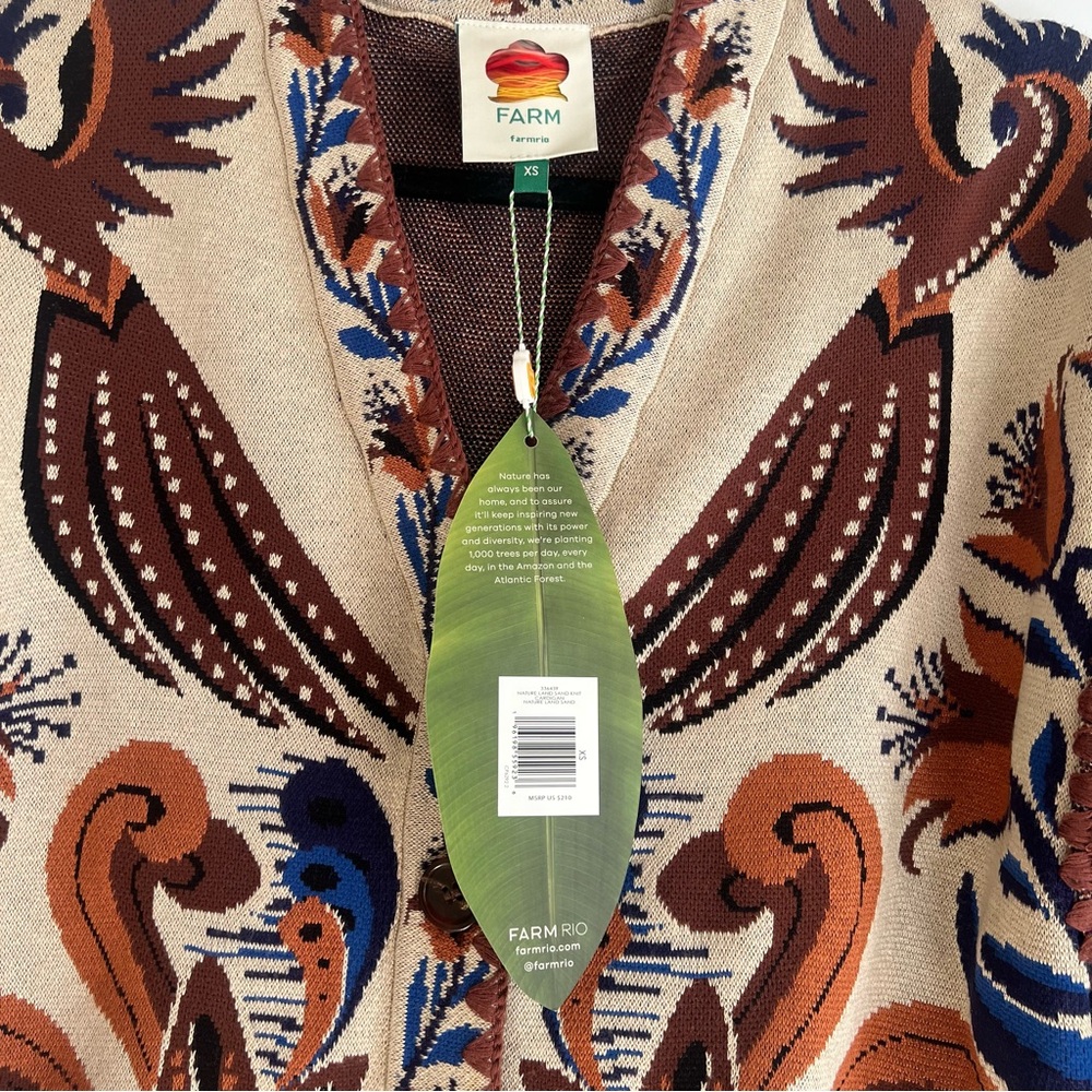 FARM Rio Sand Nature Land Cardigan Size XS NWT - Picture 12 of 16